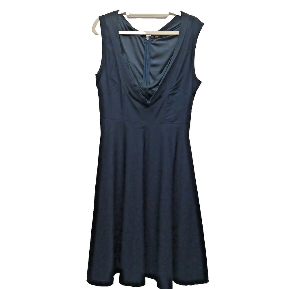 Miusol Women’s Sleeveless Fit Flare Navy Blue Career Business Work Dress Large